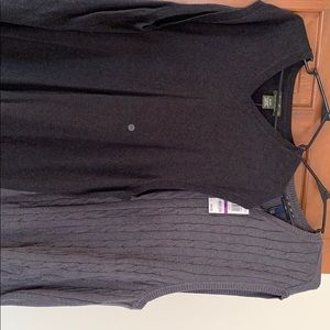 2 men’s sweater vests one black one dark gray